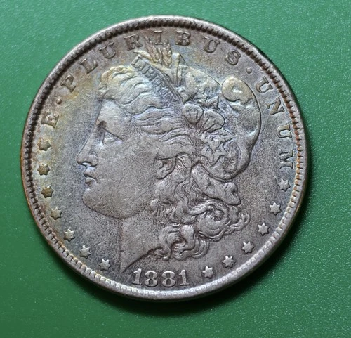 1881 P Morgan Silver Dollar Rainbow 🌈 Toner XF Detail