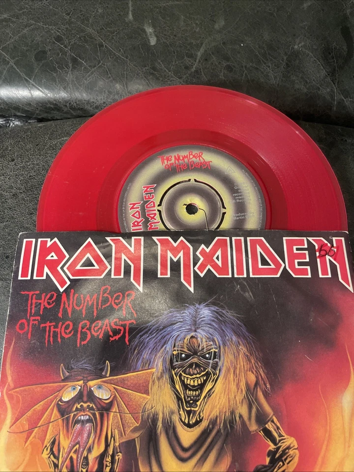 Iron Maiden-the Number of the Beast 7" Red Pic Cover Vinyl Record disc-limited - Image 2 of 4