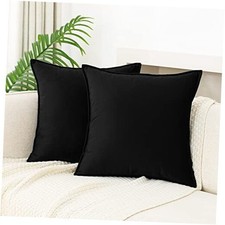 Velvet Throw Pillow Covers 18 18 Inches Pack of 2 18" x 18" Pack of 2 Black