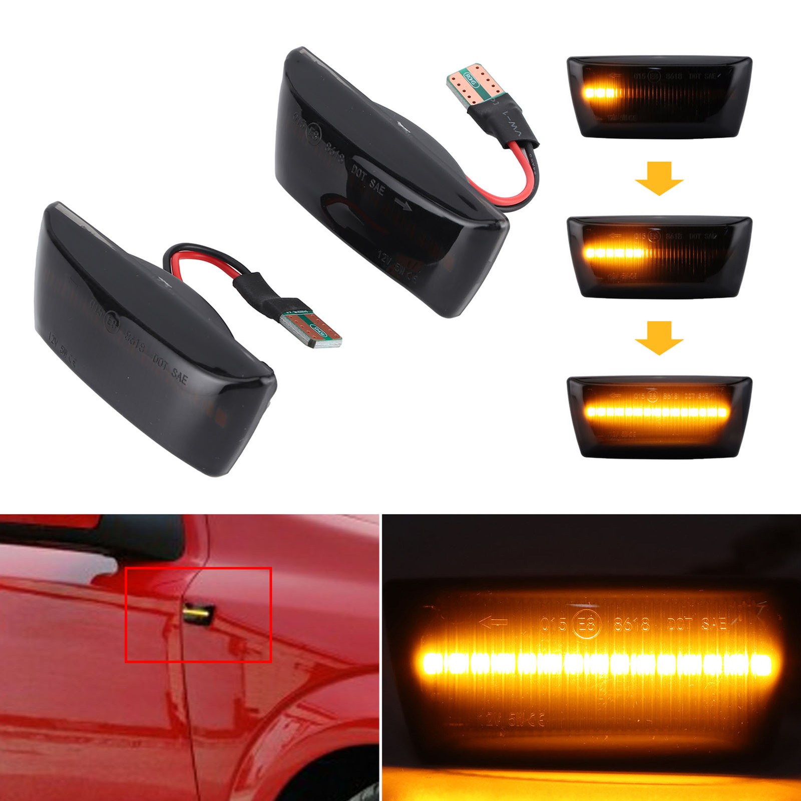 ⁺Car Modification Side Marker Fender Turn Signal Light For Corsa D Smoky