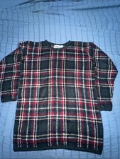 Vintage Paul Harris Design Sweater Womens Mohair Wool Crewneck Plaid Pullover M