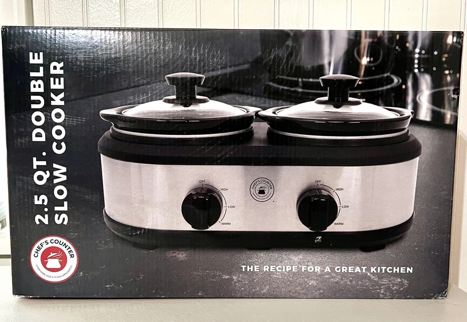 Chef's Counter 2.5 Qt Double Slow Cooker Crock Buffet Server & Warmer Stainless