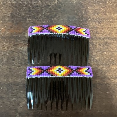 Native American Navajo Beaded 1 Pair Hair Clip Barrette Hair Comb Nice Zuni #G