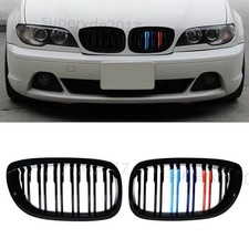 M-Farbe Doppelsteg Kühlergrill Glanz Schwarz Für BMW 3er E46 Coupe Cabrio  03-06