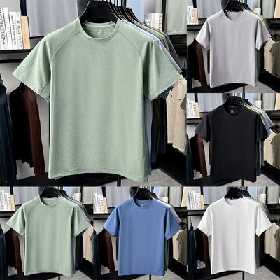 Lockeres Herren T-Shirt Kurzarm Shirt 80% Polyestermischung 20% Elasthan Stoff