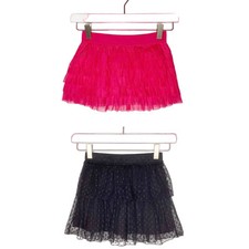 Girls Pull On Tulle Tiered Skirt Bundle Pink Black Girls 6 6X