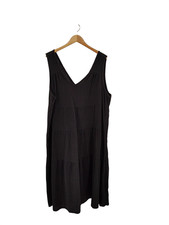 Quince Women Extended Sizes 100% Organic Cotton Gauze Tiered Maxi Dress Black 3x
