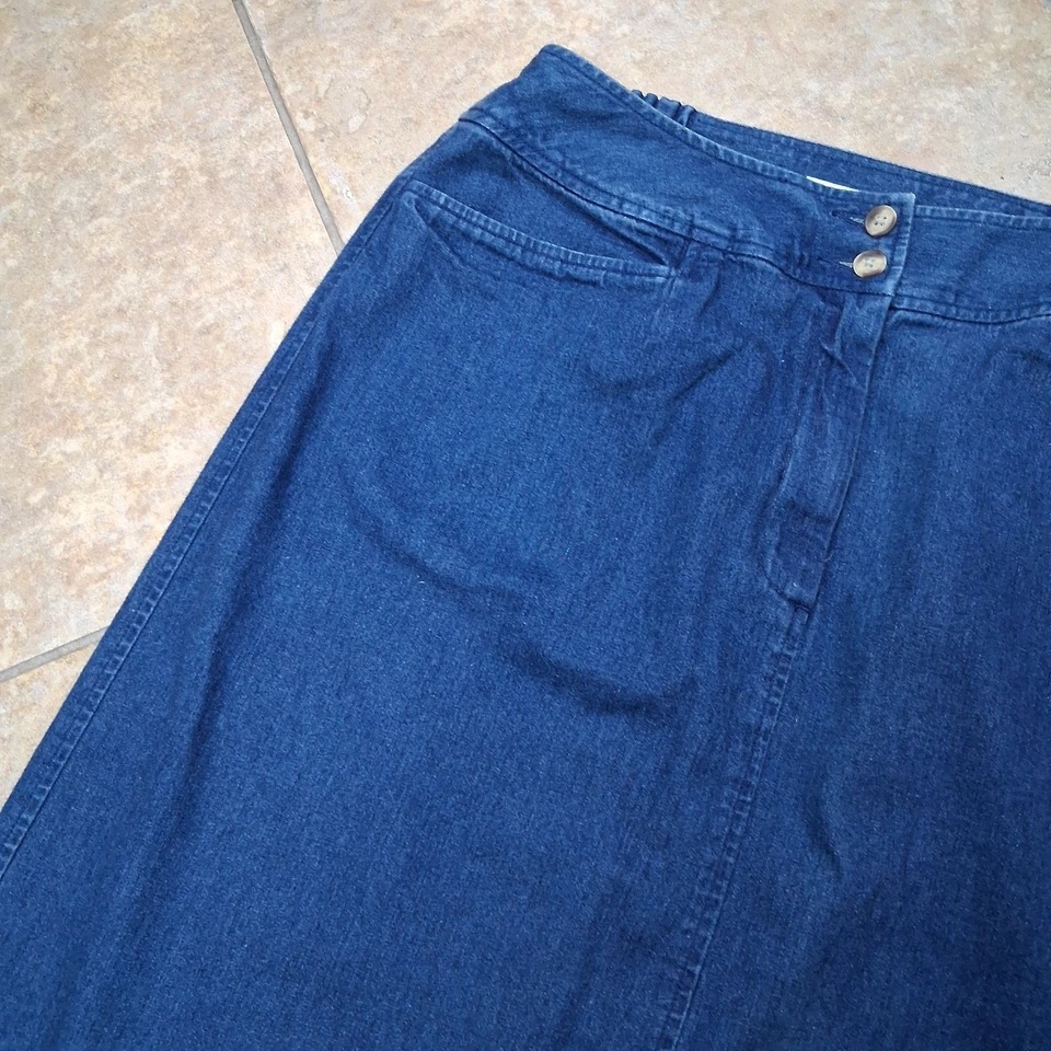 Talbots 牛仔蓝色牛仔裤裙女式大码娇小 14W Prairie Cottage Y2k — 第 4/4 张图片