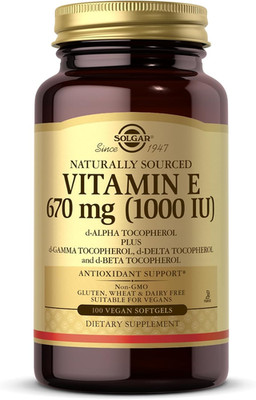 Solgar Vitamin E 1000 IU 100 Vegan Softgels Natural Antioxidant Gluten Free