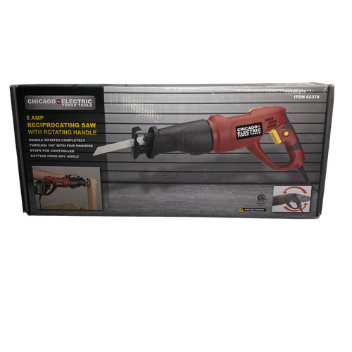 Chicago Electric 6 Amp Reciprocating Saw with Rotating Handle - Item 62370 NEW