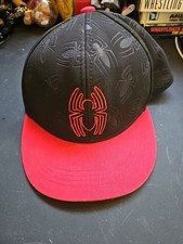 Embroidered Spider Logo Marvel Spiderman Snapback Cap Hat Black Red Kids Hat
