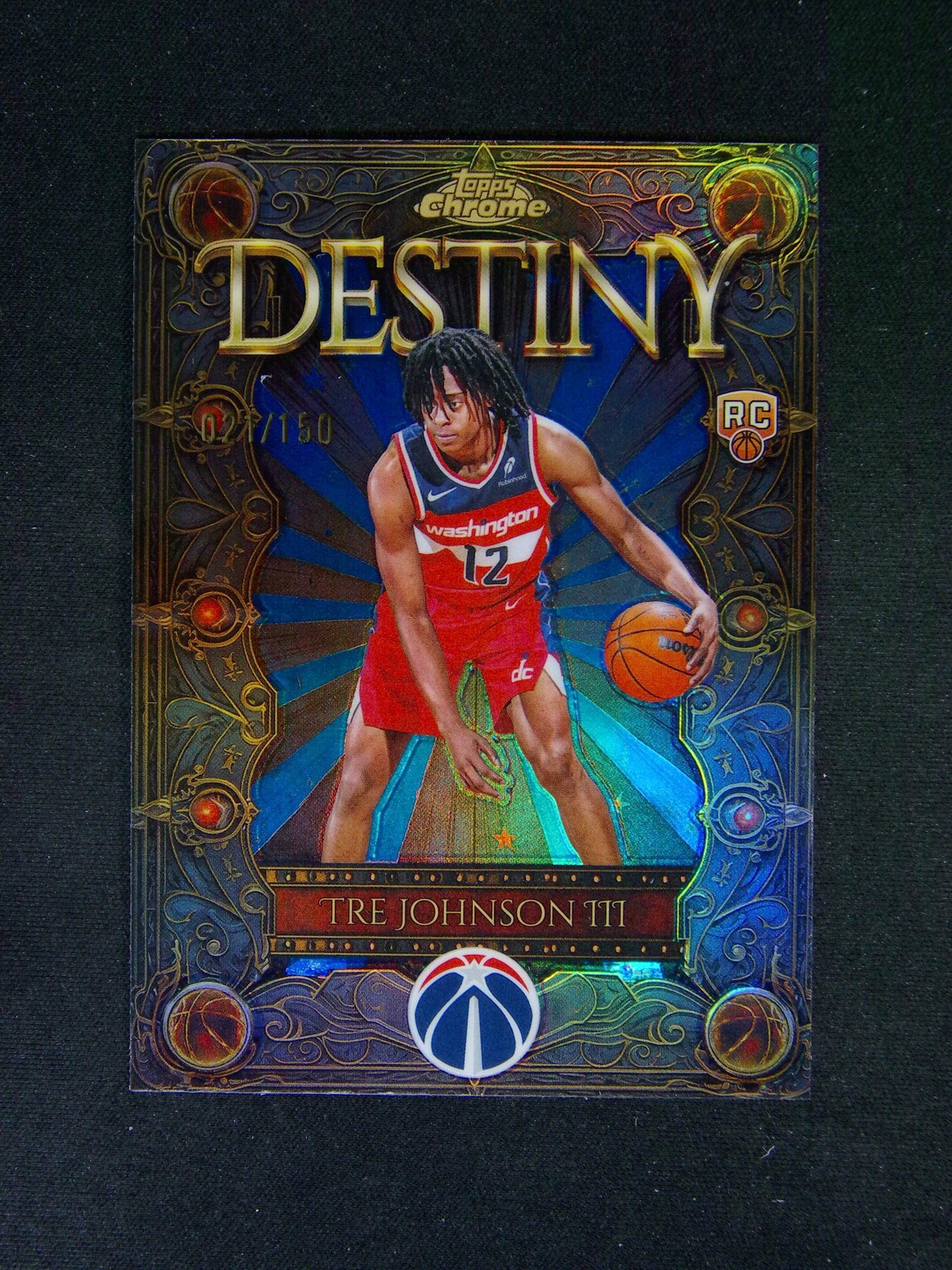 2025-26 Topps Chrome Tre Johnson III RC Destiny Blue Refractor /150