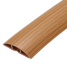 10ft Floor Cord Cover, Self Adhesive 0.47" W x 0.3" H, Brown Wood
