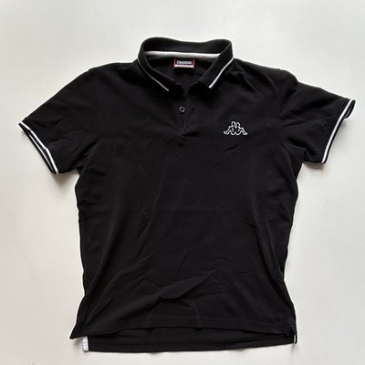Kappa Men's Polo Shirt M Black Short Sleeve Solid Embroidered Logo Button
