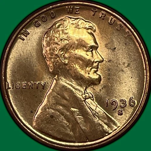 1936-S Lincoln Wheat Cent Brilliant Uncirculated BU Coin #37644
