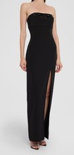 Aidan Mattox by Adrianna Papell Womens Black Embellished Strapless Dress Size 14