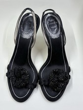 Gorgeous Black Satin Rosette Rene Caovilla Heels 36 EU