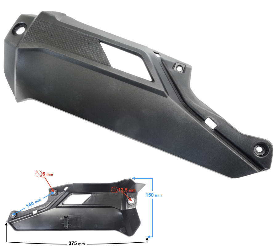 Boîtier de silencieux latéral VOGE SR125 cache pot d'échappement noir mat 180960284-0001