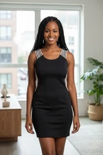 Little Black Cocktail Dress MIDI Women's