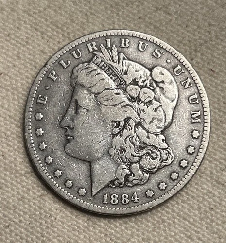1884-S Morgan Silver Dollar, Fine+ Circulated Coin, KD