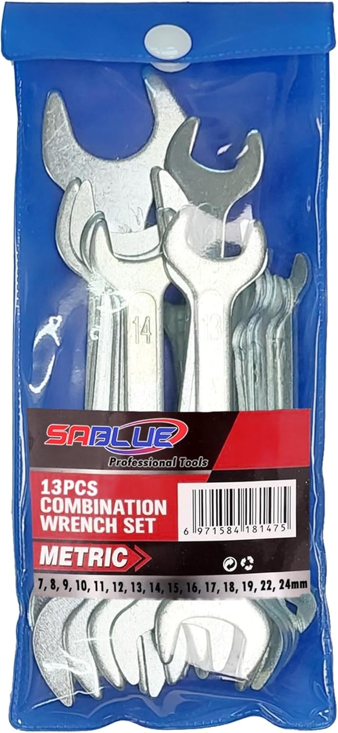 Super-Thin Open End Wrench Set, Metric 13-Piece, 7mm to 24mm, Ultra-Slim Desi...