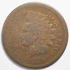 1876 Indian Head Penny Cent About Good (AG)