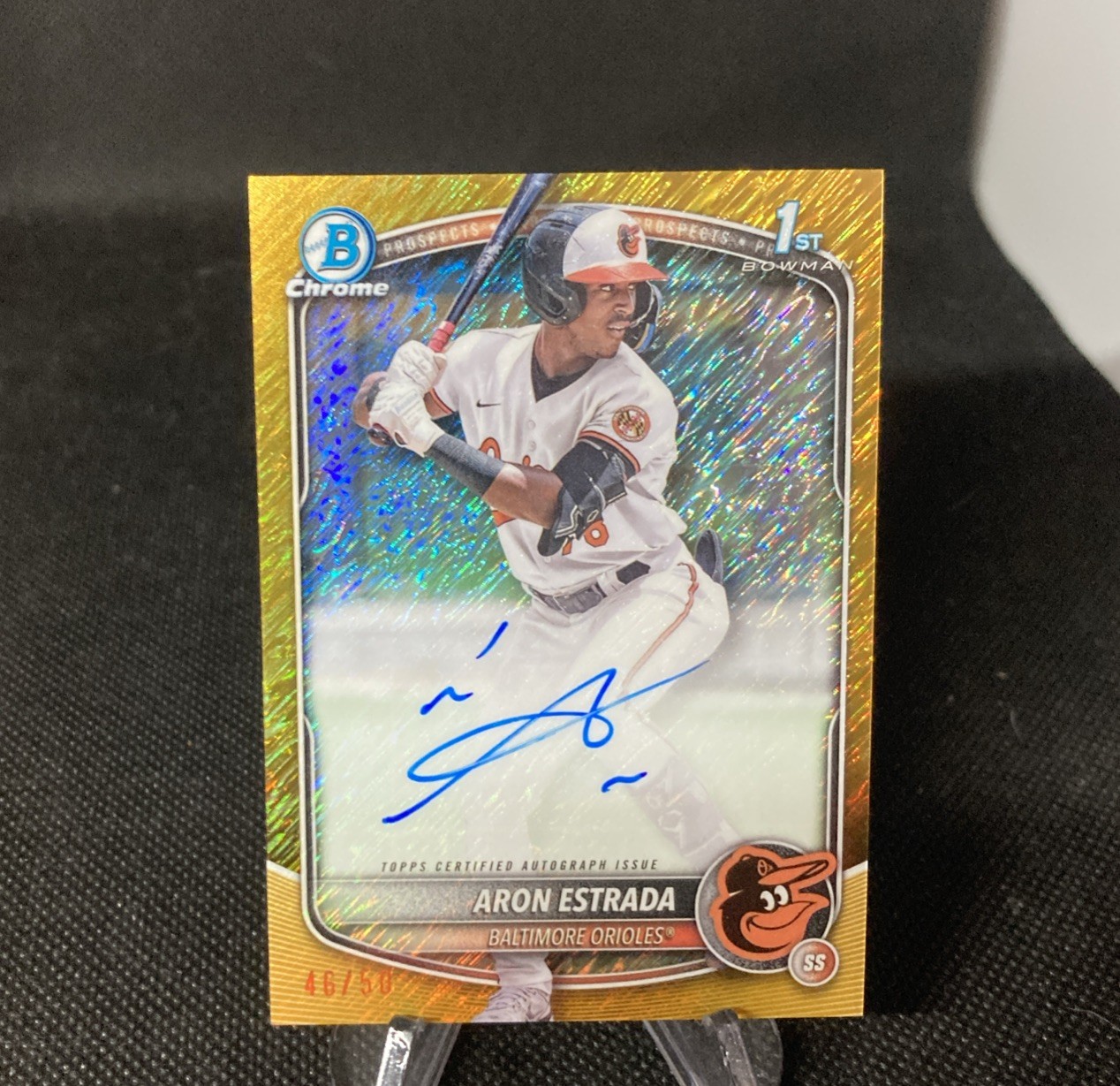 2025 Bowman Aron Estrada 1st Chrome Auto Gold Shimmer Refractor /50 Orioles