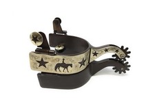 AJ Tack Antique Brown Pleasure Horse and Stars Spurs - Mens