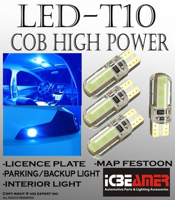 2 pair T10 W5W COB Blue Wedge LED Plug & Play Install Dome Map Light Bulbs P589