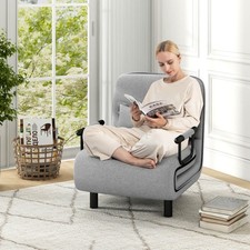 3-in-1 Convertible Sofa Bed w/ 5-Position Adjustable Backrest  Lumbar Pillow