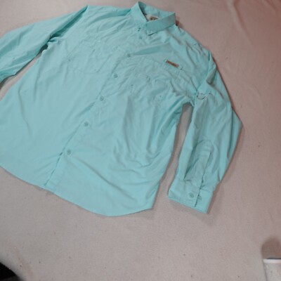 Columbia Pfg Pêche Extérieur Chemise Homme 2XL Bleu Long Manche Omni