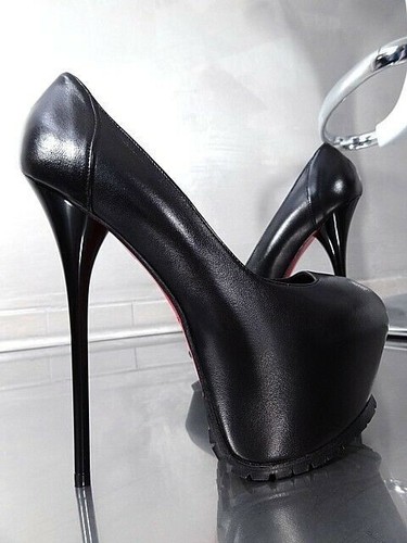 1969 Made in Italy High Heels DS Style Stiletto Platform Leather Pumps Black 36 - Bild 10 von 12