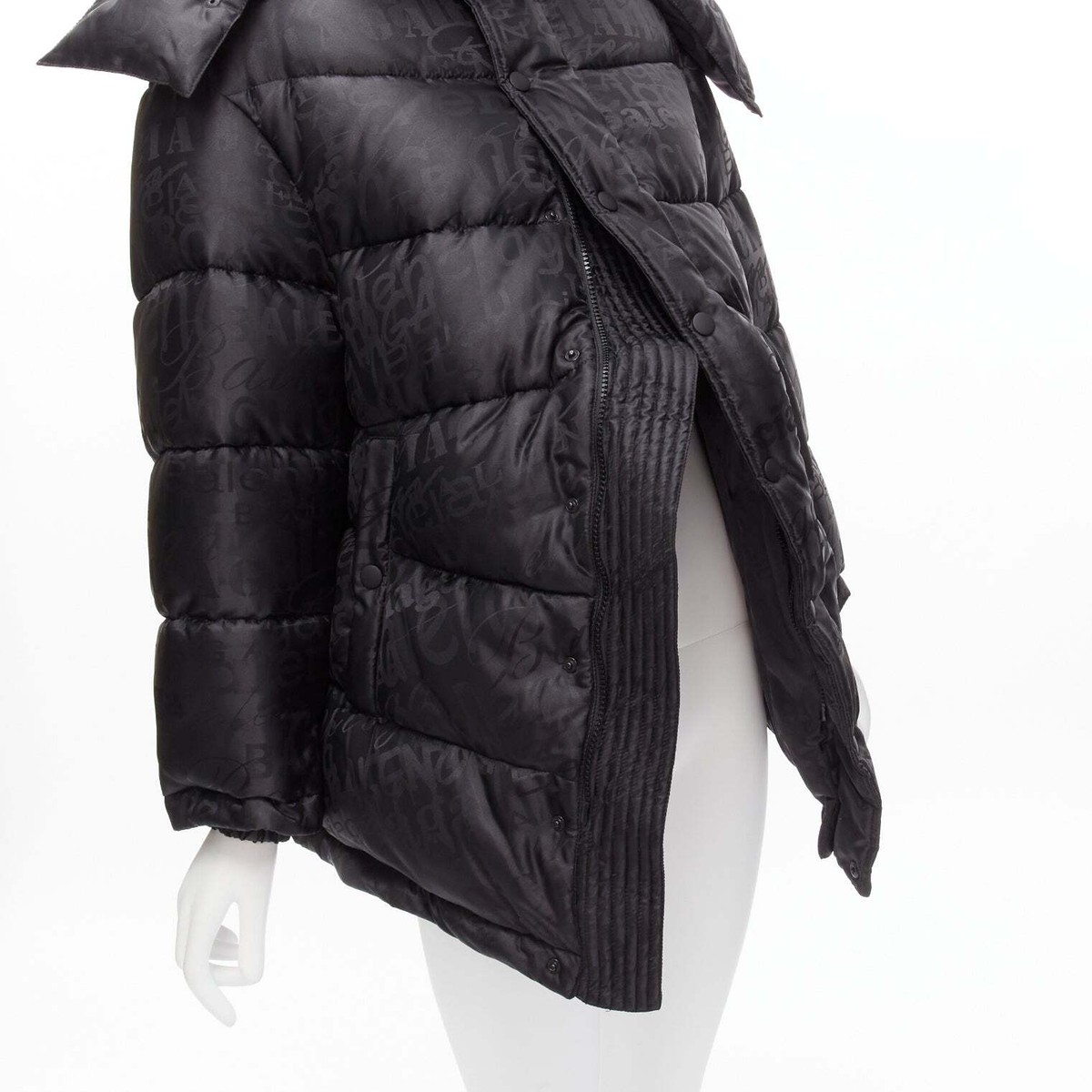 BALENCIAGA 2019 black logo jacquard Swing hooded quilted