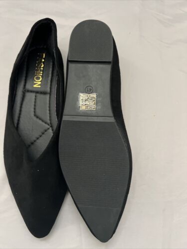 Fashion Solid Black Pointed Toe Flats Women's Size 6 - Picture 3 of 6