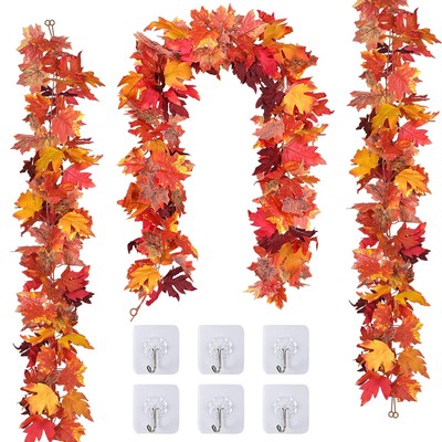 3 Pack Fall Decor for Home Fall Leaves Garland Thanksgiving Decorations Indoo...