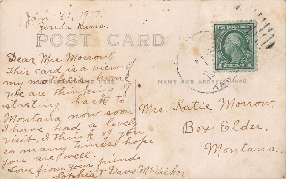 RPPC Zenda KS Kansas McVicker Home Farm c1917 Kingman County Photo