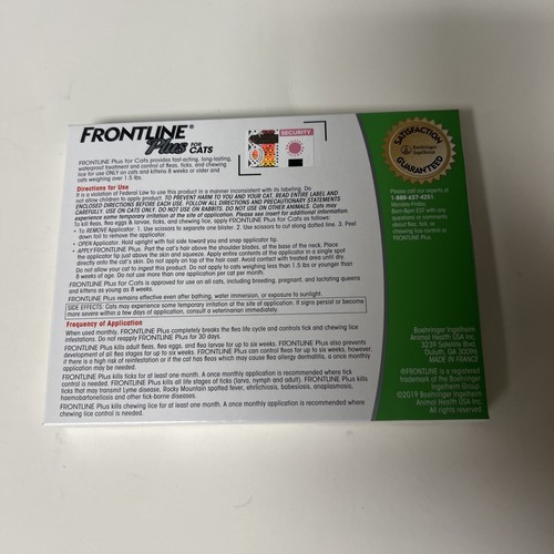 FRONTLINE Plus Flea and Tick Treatment for Cats and Kittens 3 Doses 🔥