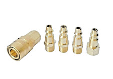 5pc Solid Brass Quick Coupler Set Air Hose Connector Fittings 1/4, 5PBF