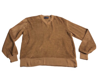 Vintage 70s 80s Van Cort Sweater Mens Large Brown Acrylic Textured Retro Grunge