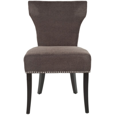 SAFAVIEH Jappic 22''H KD Side Chair Set of 2 Silver Nail Head | Bark / Espresso