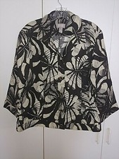 CHICO'S LADIES 3/4-SLEEVE STRETCH BUTTON BLAZER/JACKET-2 L 12 -WORN 1-CRINKLE