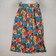 Vtg Worthington Womens Skirt Blue Floral Pleated Grandmacore Midi Swing Size 8