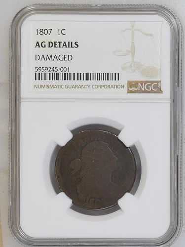 1807-P Draped Bust Large Cent NGC Certified AG Details 217 Years Old US Coin5001