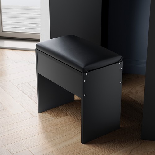 Black Dressing Table Makeup Desk with Mirror 5 Drawers Stool Bedroom Vanity Set
