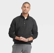    Men's Quilted Snap Pullover Sweatshirt - Goodfellow  Co Black S