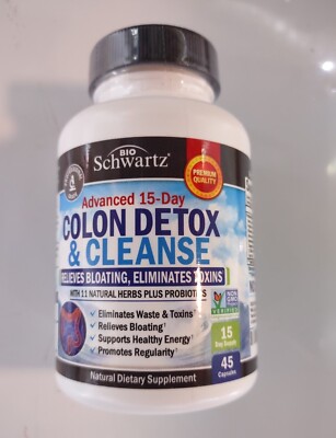Bio Schwartz Advance 15 Day Colon Detox and Cleanser - 45 Caps - New 06/26
