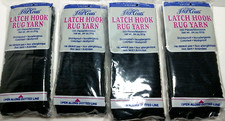 4 Packs J.  P. COATS Latch Hook Rug Yarn BLACK 320 pieces each pack