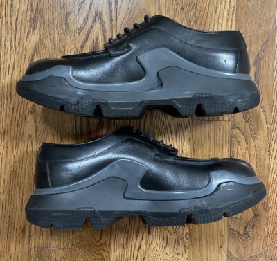 Luxury Prada Chunky Sneakers Black Leather 2EG132 Men's Size Luxury Prada Chunky Sneakers Black Leather 2EG132 Men's Size