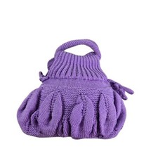 Vtg crochet knit lilac purple small handbag