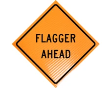 "FLAGGER AHEAD" Non-Reflective, Vinyl Roll-Up Sign, 48 x 48